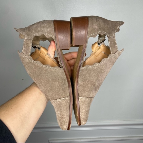 Klub Nico Athroplogie Scalloped Taupe Suede Leather Ankle Cutout Booties 10 - Picture 10 of 10